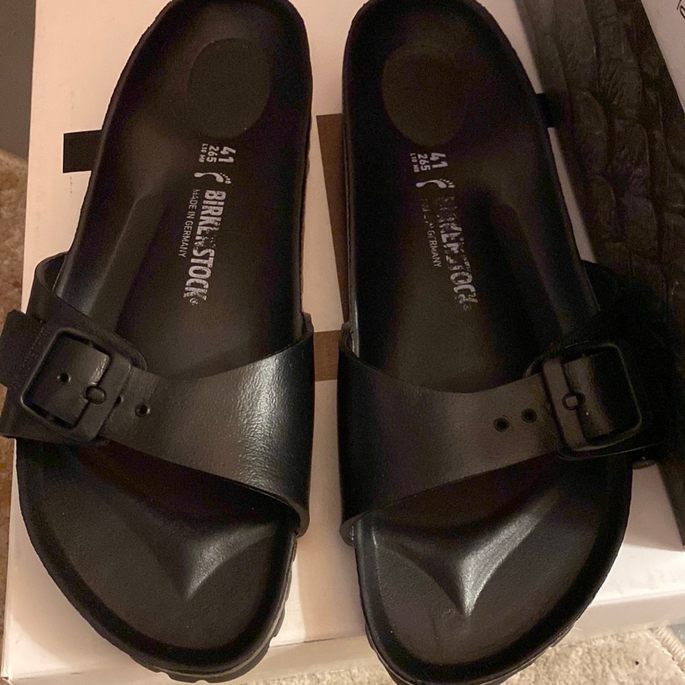 Birkenstock Black Single-Strap Slip-On Sandals